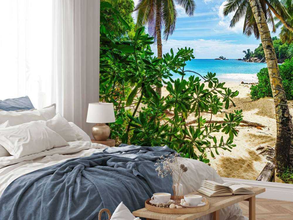 Beach between the palms