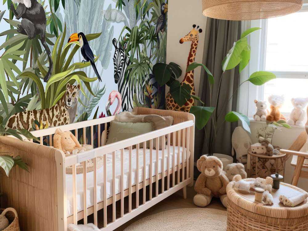 Colourful jungle with animals