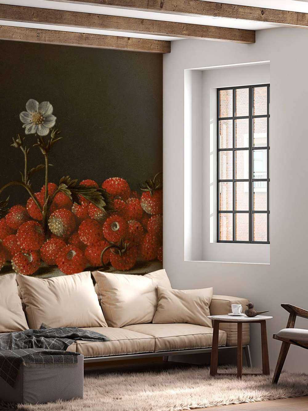 Still life with forest strawberries