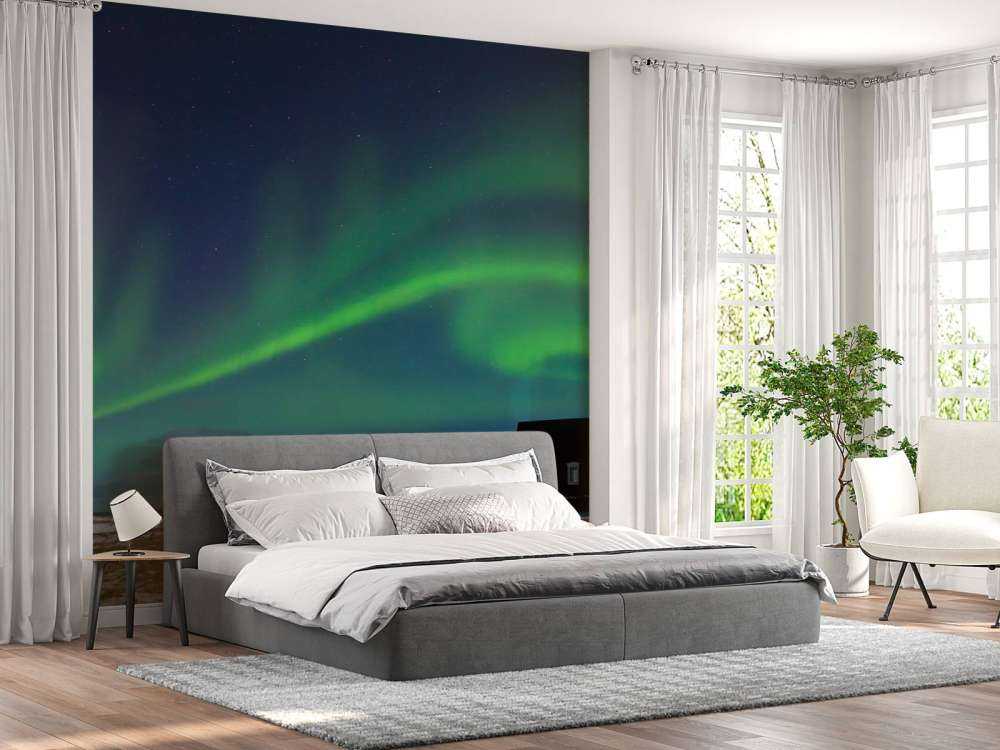 Northern lights above a church