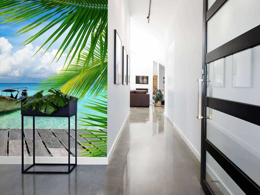 Boat and a palm tree