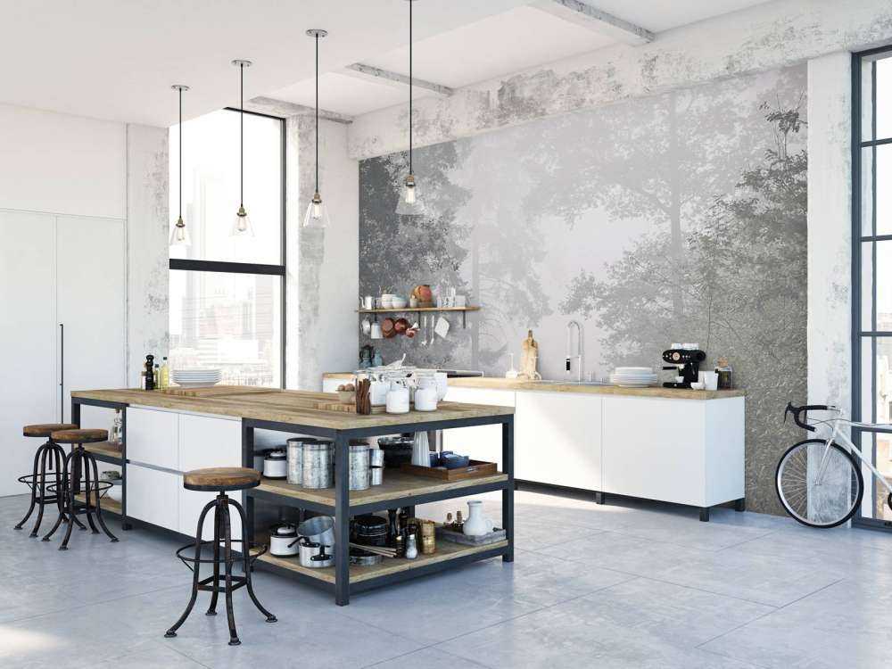 Road through misty forest