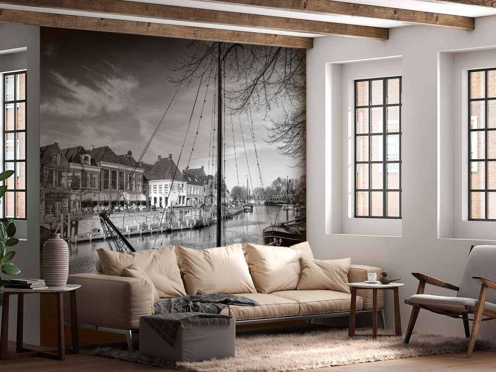 Historic cargo ships docked in Dokkum Friesland 