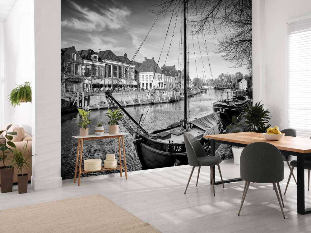 Historic cargo ships docked in Dokkum Friesland 