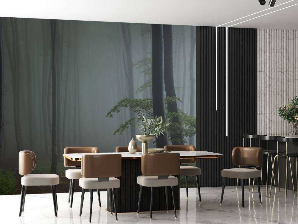 Foggy forest panorama