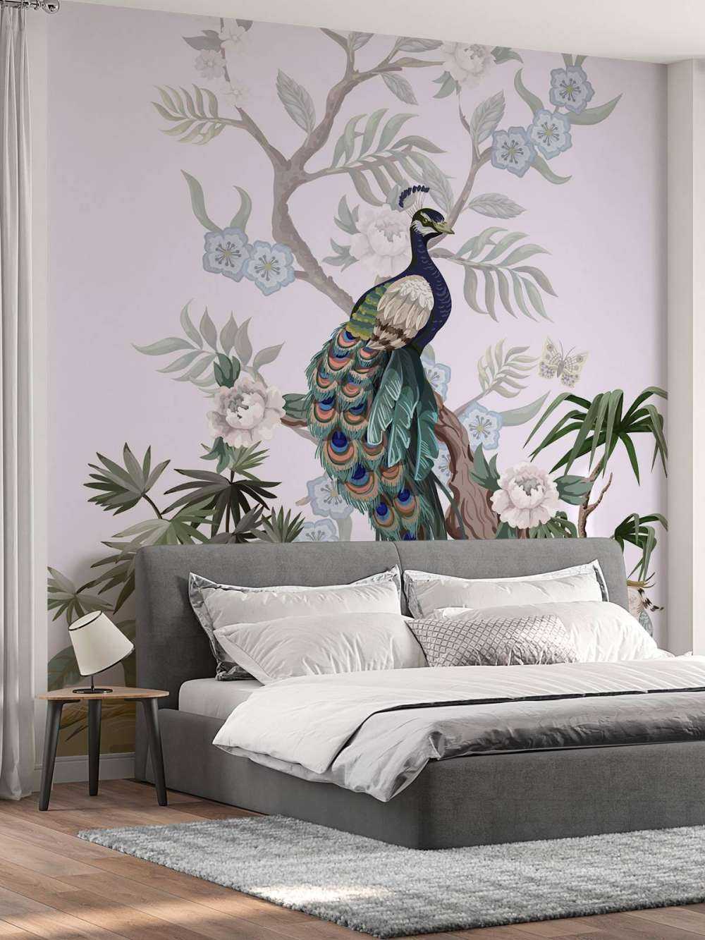 Peacocks and peonies