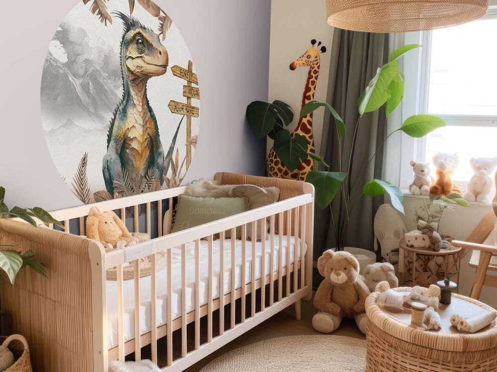 Baby velociraptor in the taupe jungle