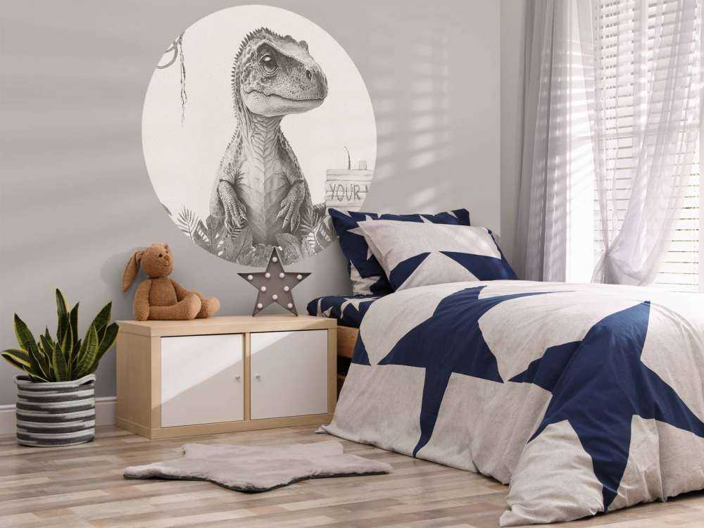 Baby t-rex in the beige jungle