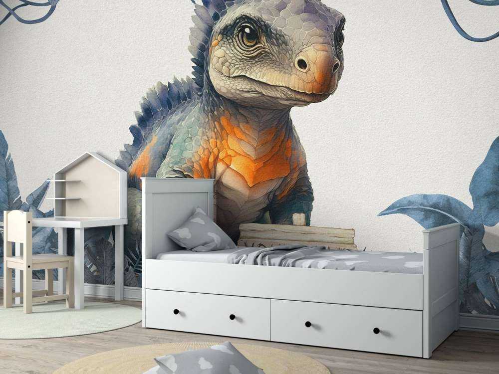 Baby ankylosaurus in the blue jungle