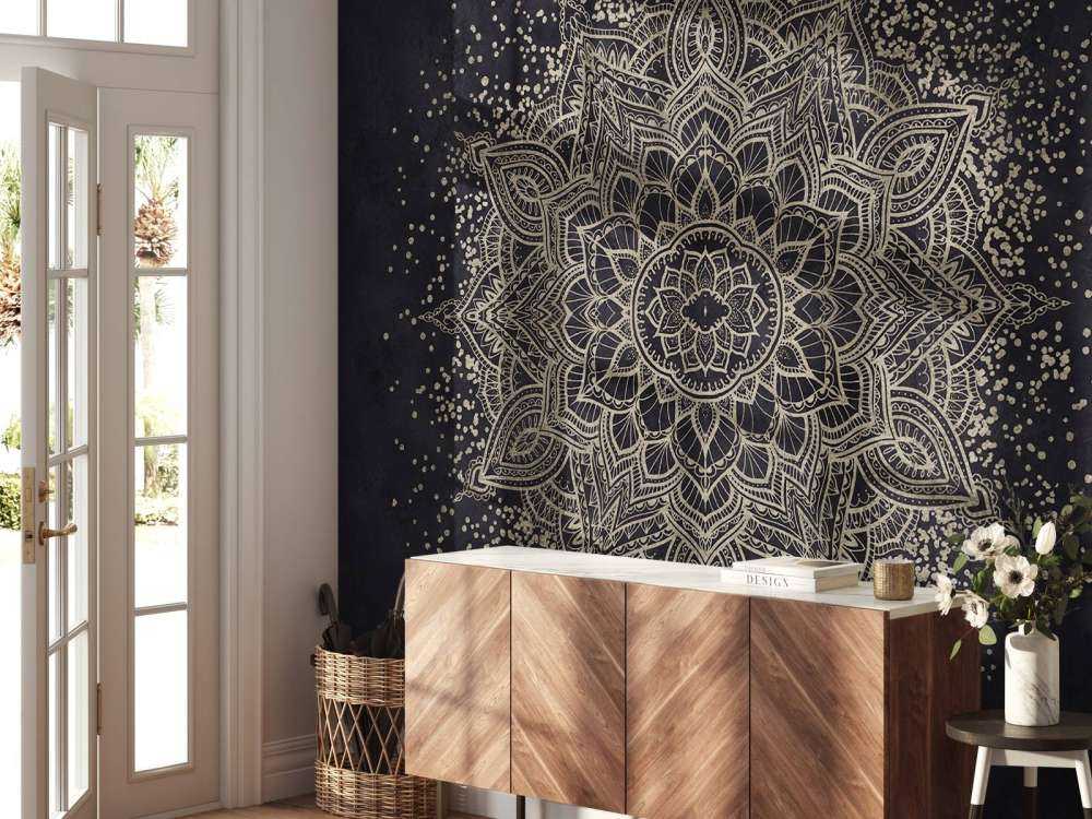 Golden Sparkling Mandala - dark navy