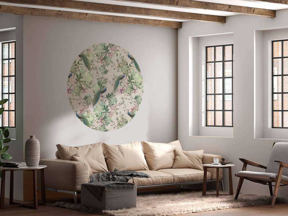 Vintage garden peacocks - cream