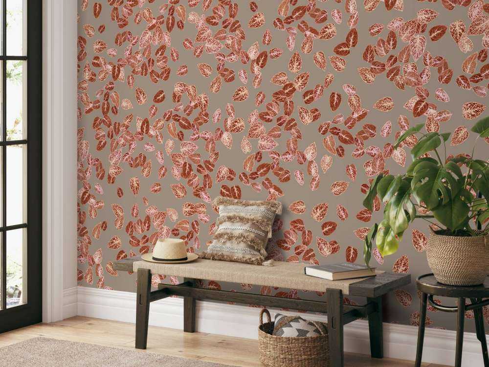 Small leaves on taupe