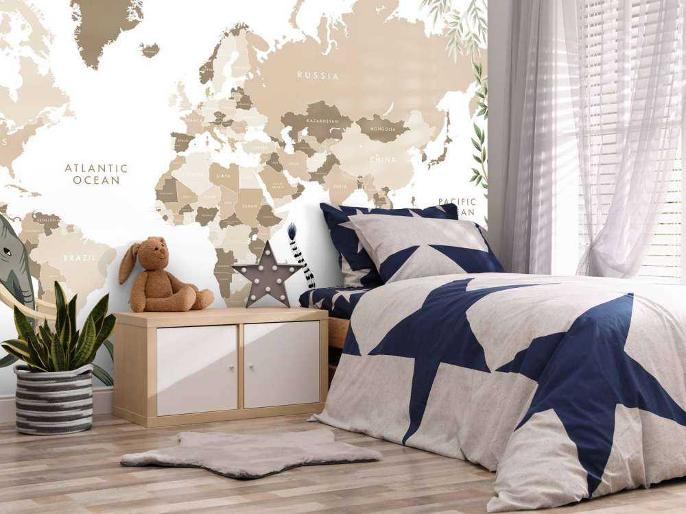 World map with jungle animals