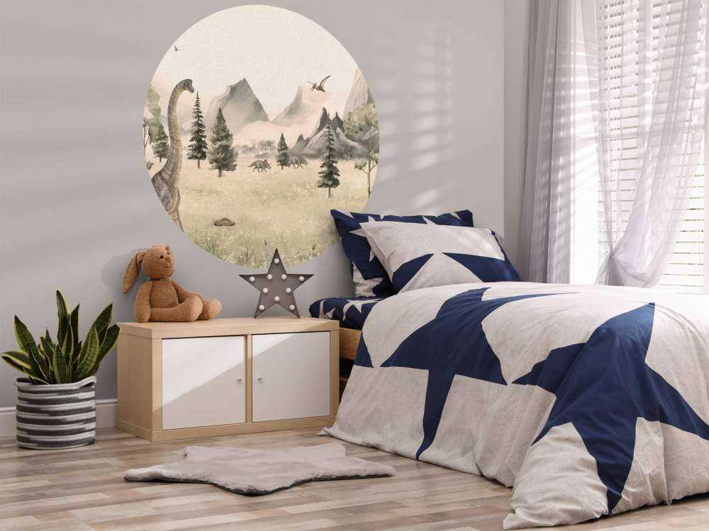 Landscape with dinosaurs in beige