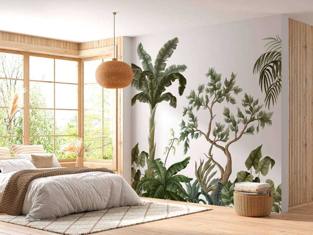 Jungle landscape with palm trees