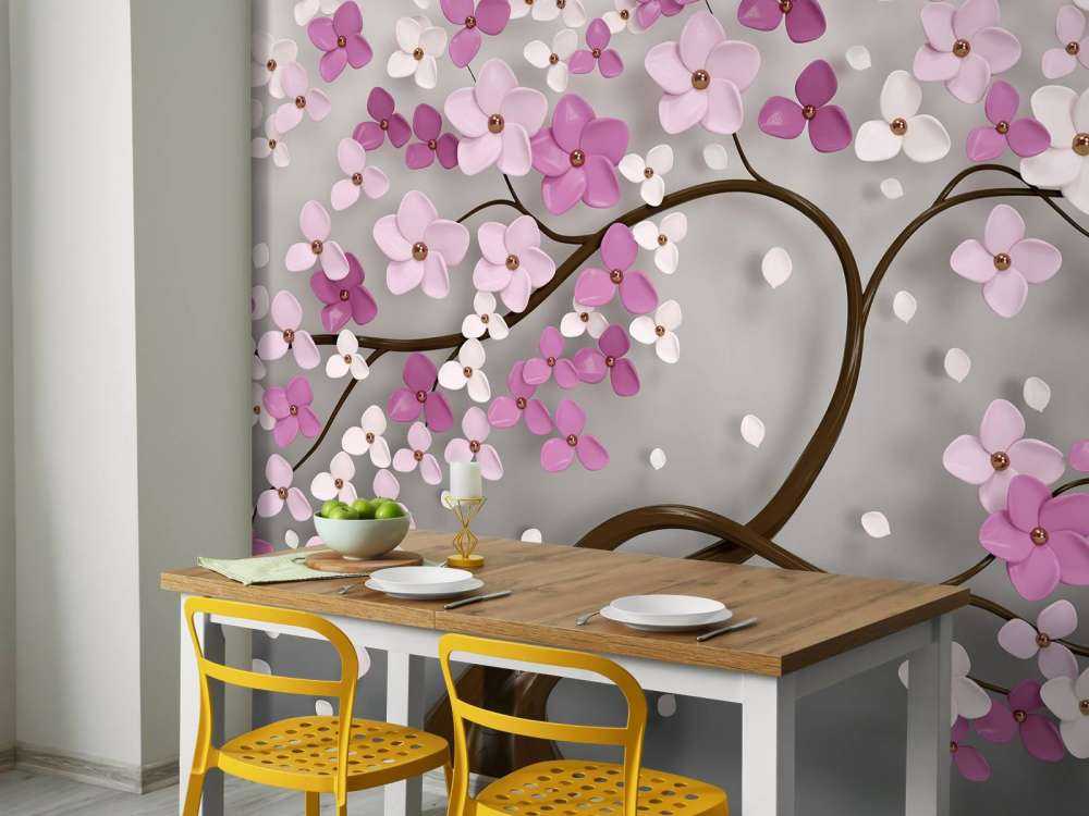 Tree with purple white flowers