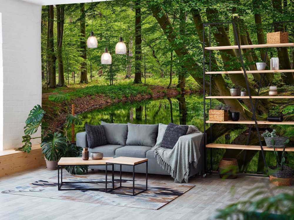 Bent trees by the water