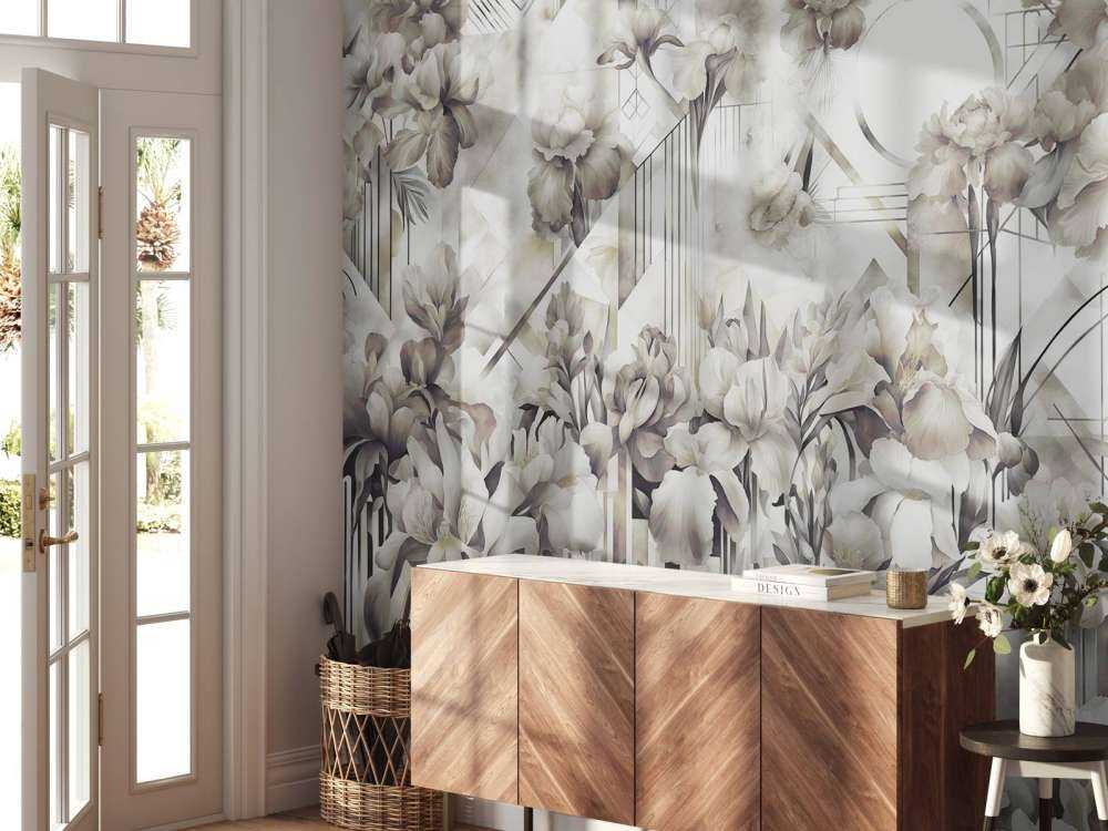 Huge Watercolor Irises Green