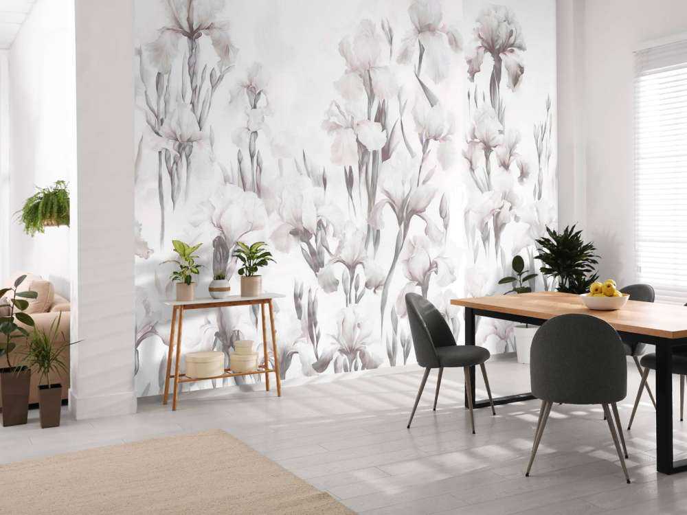 Irises Dance Seamless Soft Gray