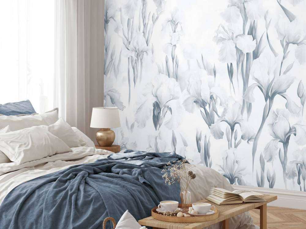 Irises Dance Seamless Cool Blue