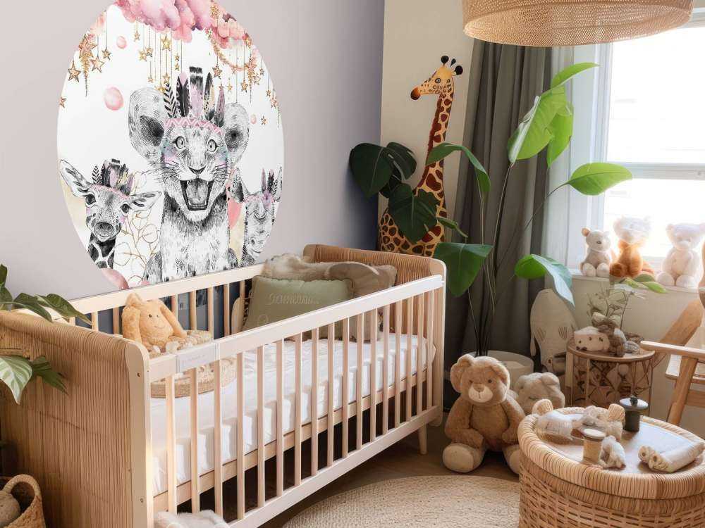 Dreamy animals under starry clouds