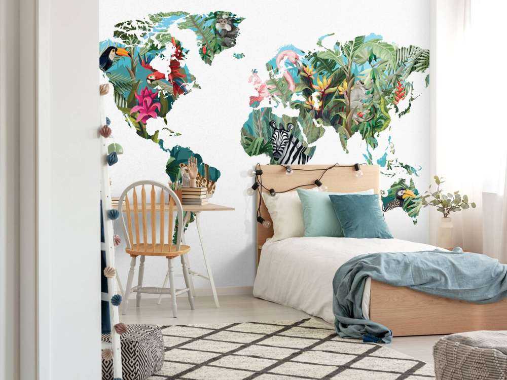 Jungle dieren wereldkaart