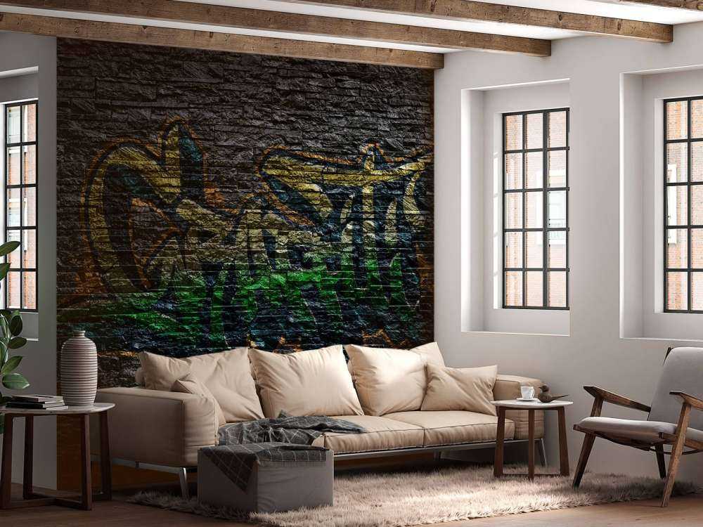 Graffiti on black stones