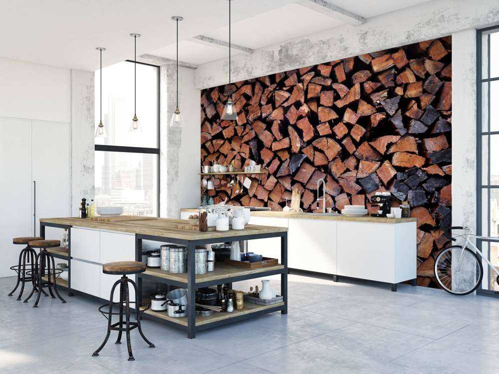 Split and stacked wood
