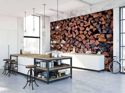 Split and stacked wood