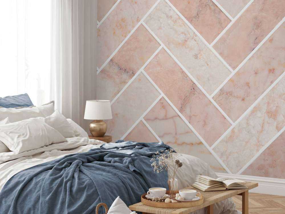 Pink marble herringbone