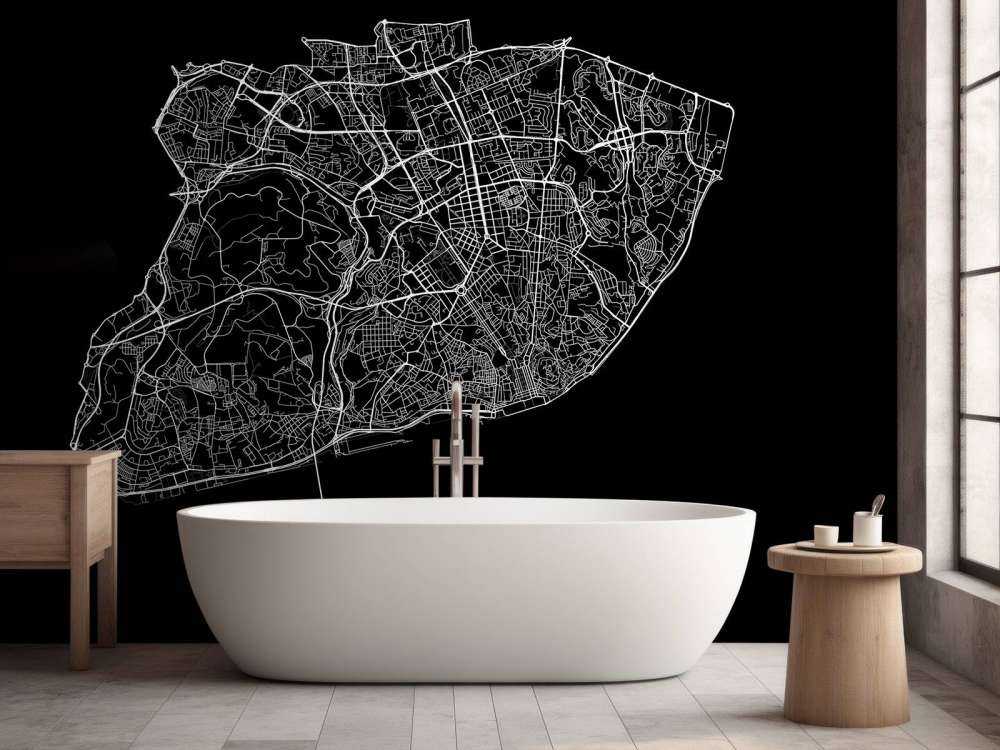 Plattegrond van Lissabon, zwart