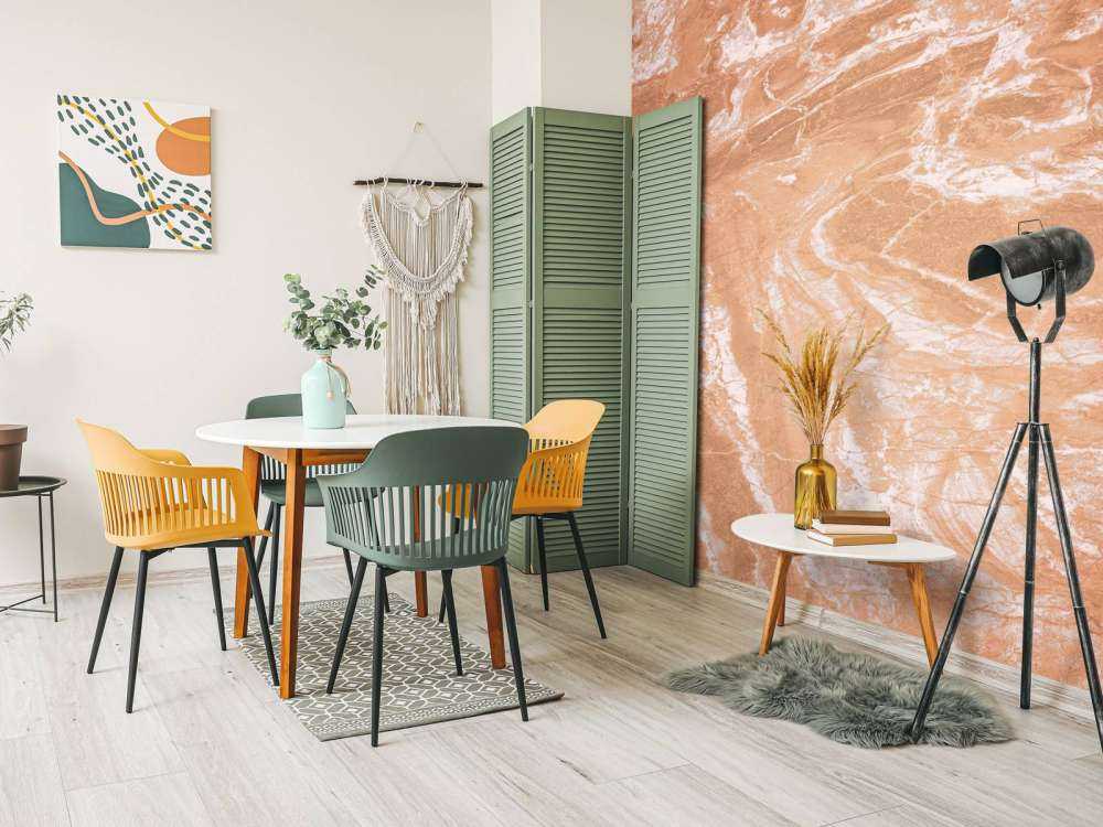 Terracotta marble with sweeping lines