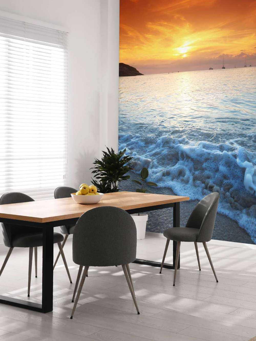 Blue beach and sunset