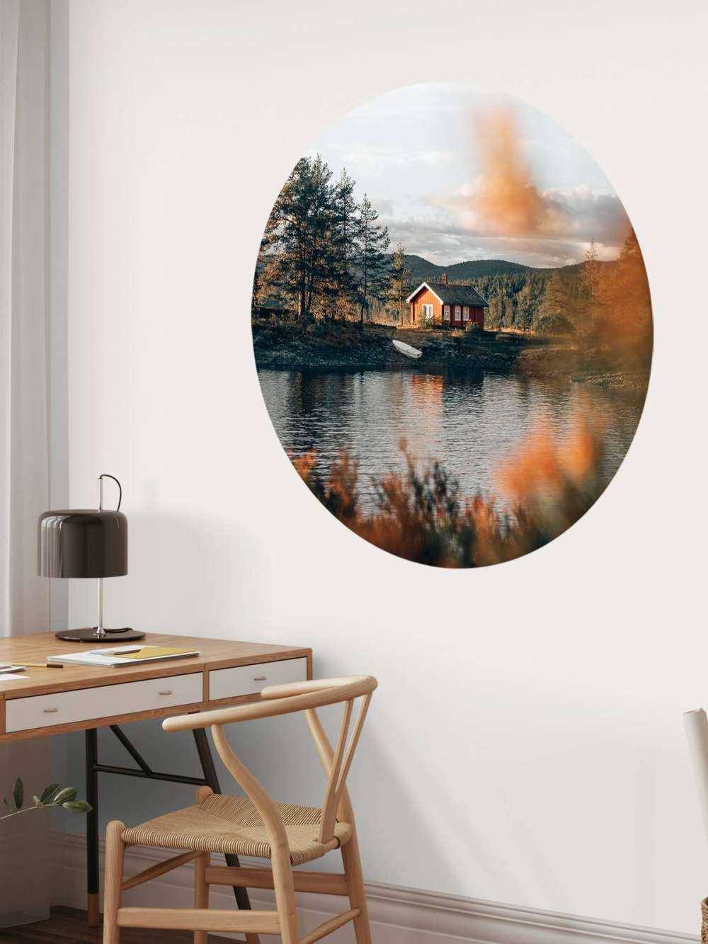 Red house by the lake