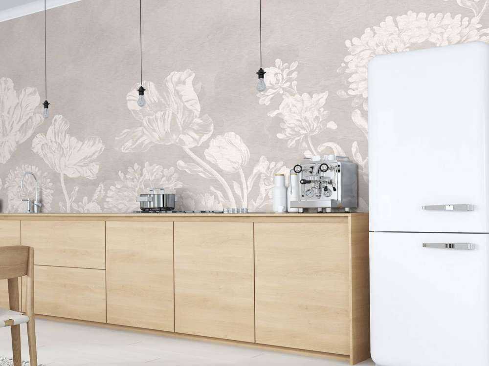 Baroque floral landscape - greige