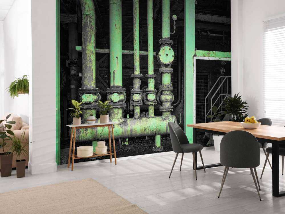 Oude groen gekleurde buizen
