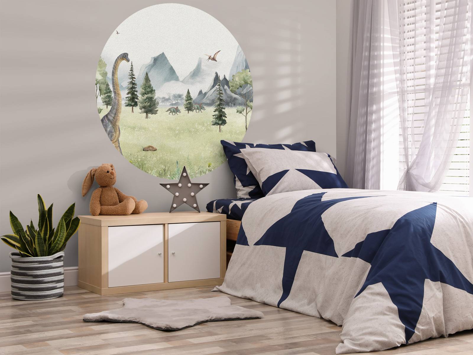 Landscape with dinosaurs in color