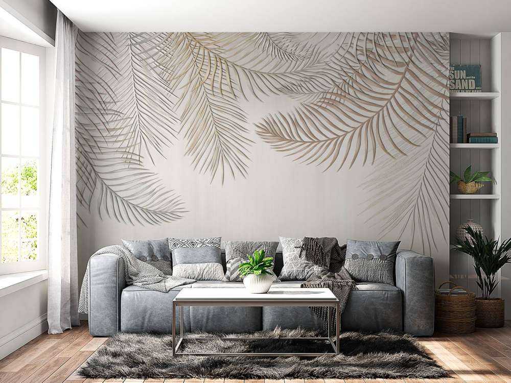 Beige colored palm leaves