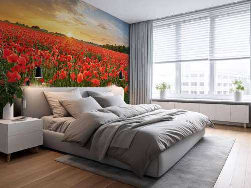 Sunset with poppies