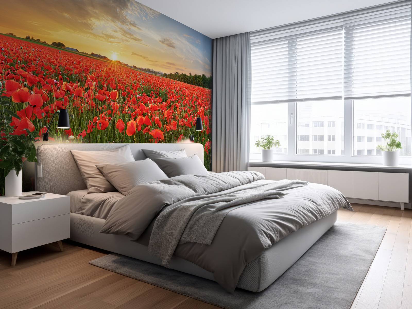 Sunset with poppies