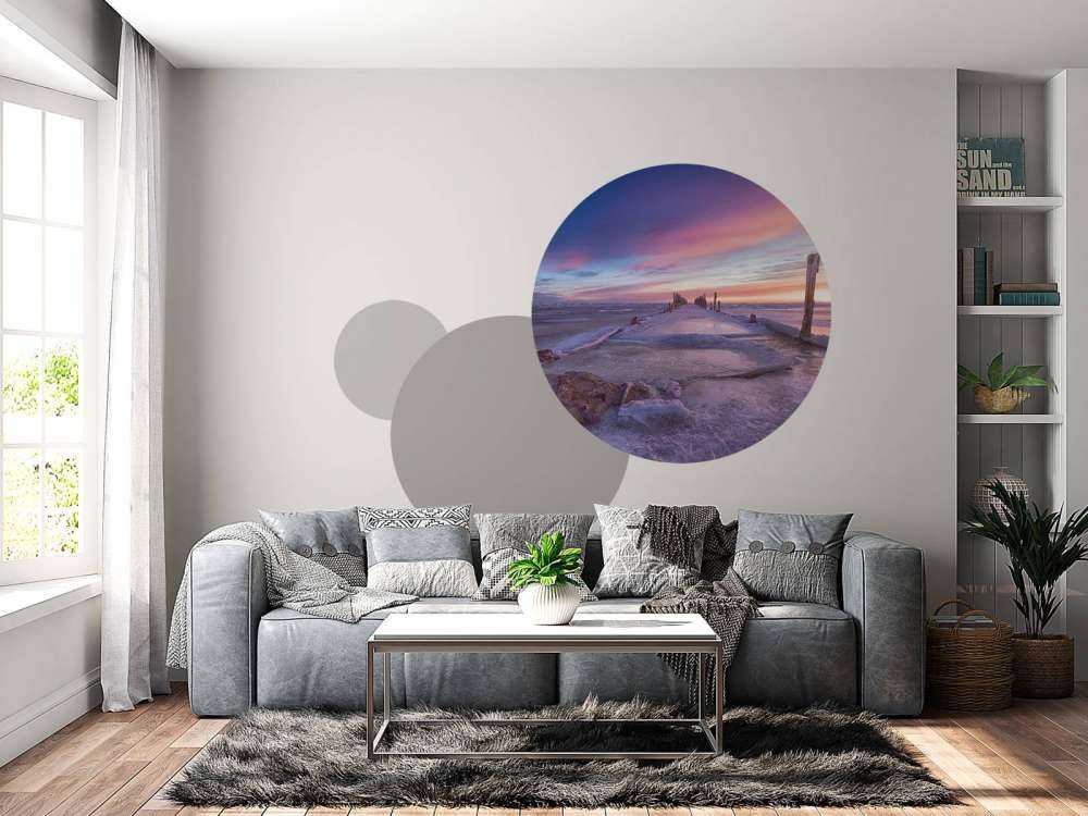 Heads of poles on the frozen Baltic Sea