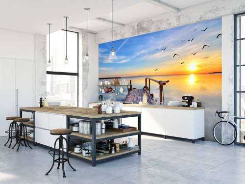 Birds above the sea