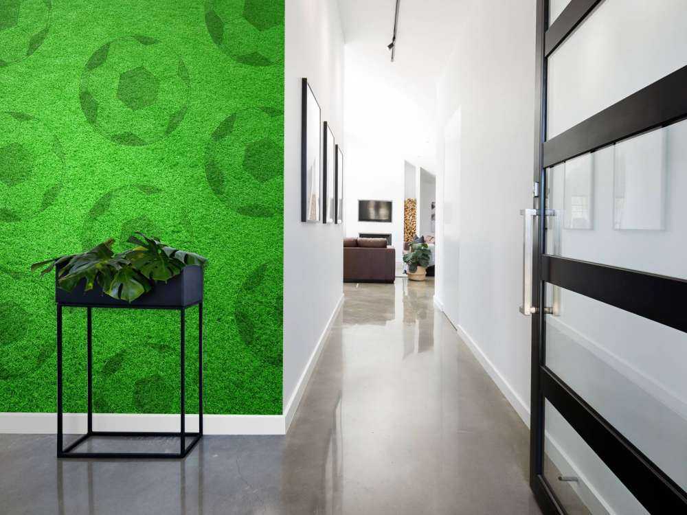 Playing soccer on grass