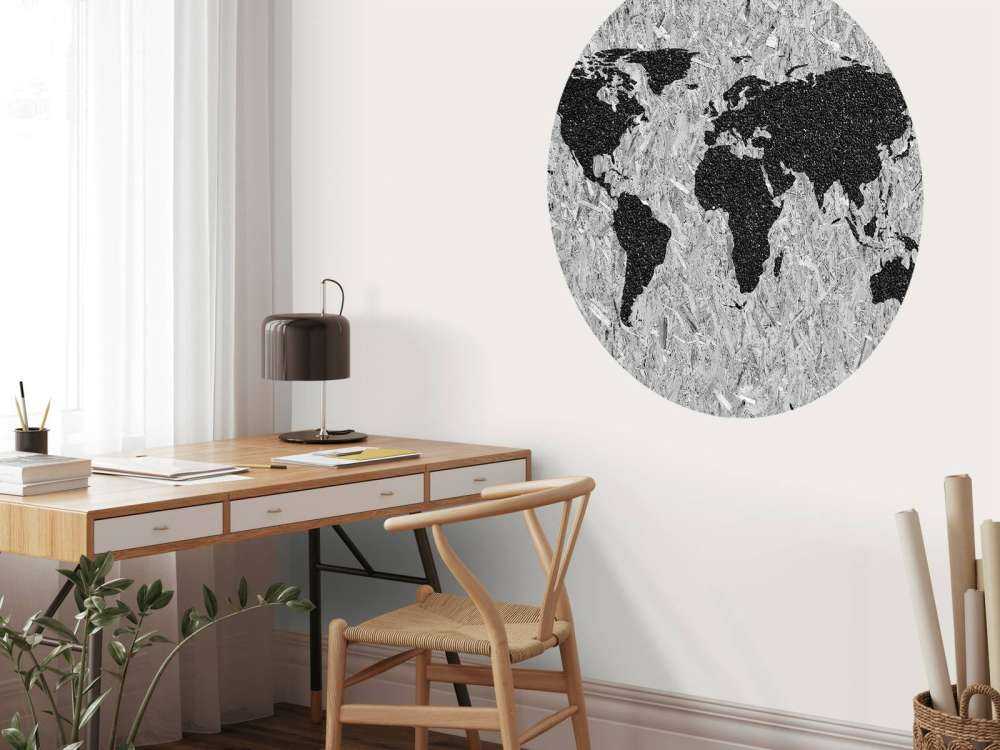 Black world map on white background