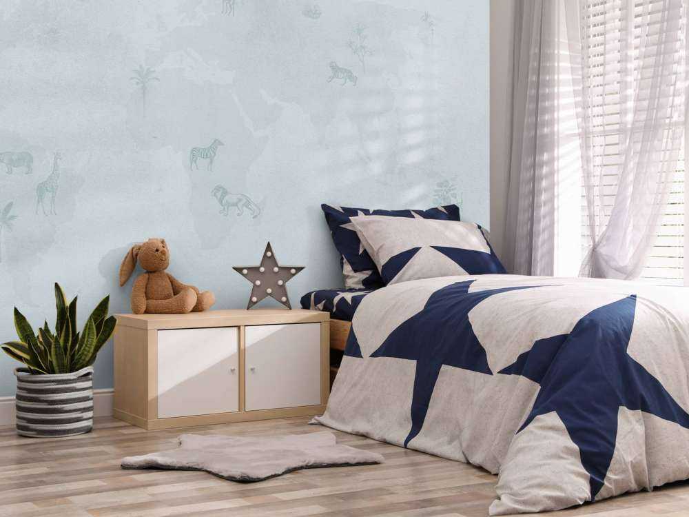 World map sketch blue