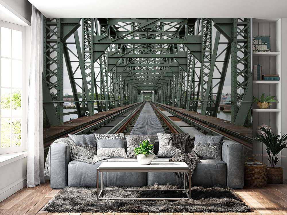 Monumental railroad bridge De Hef in Rotterdam  