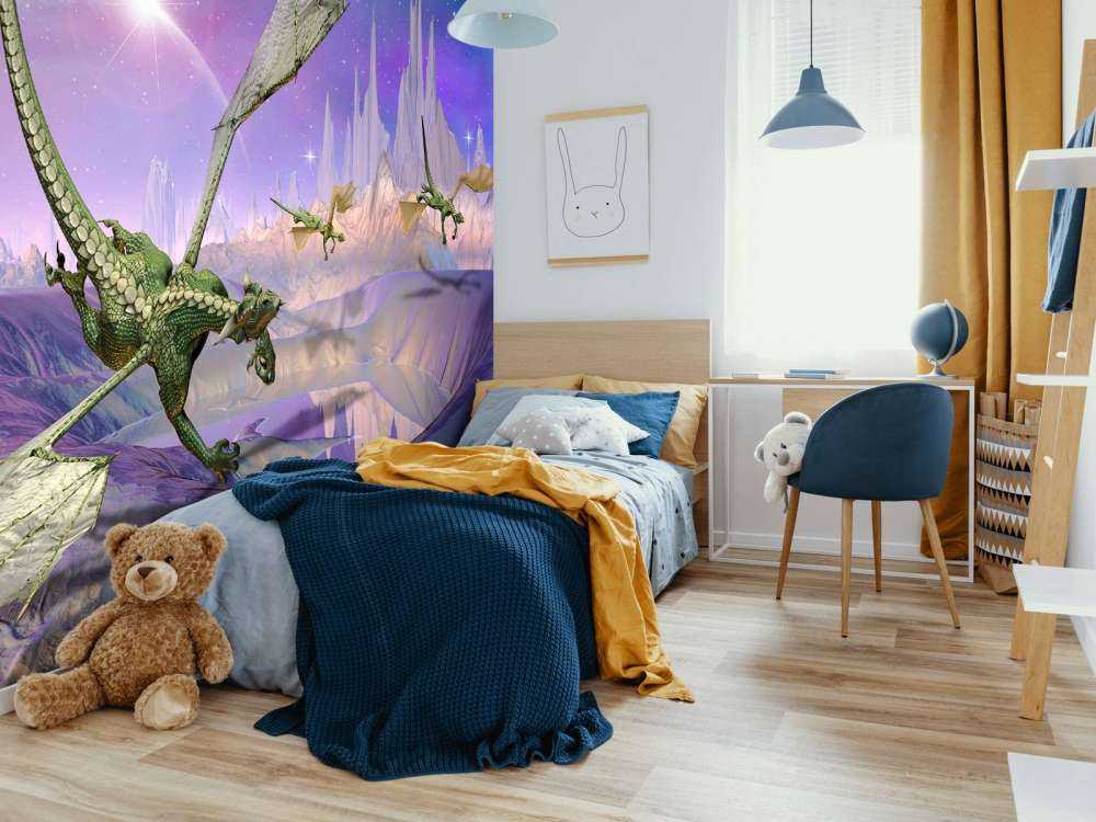 Dragons in a fantasy landscape