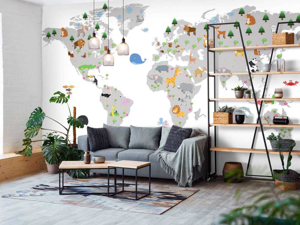 World map for children with white background