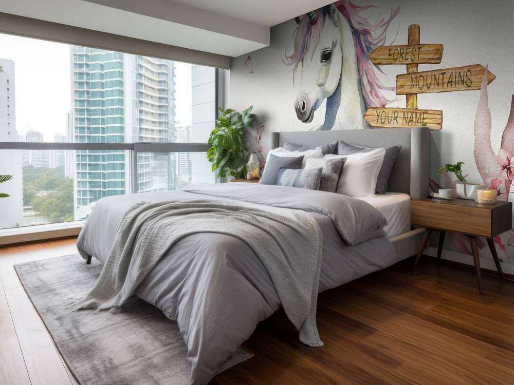 Baby unicorn with plants pink