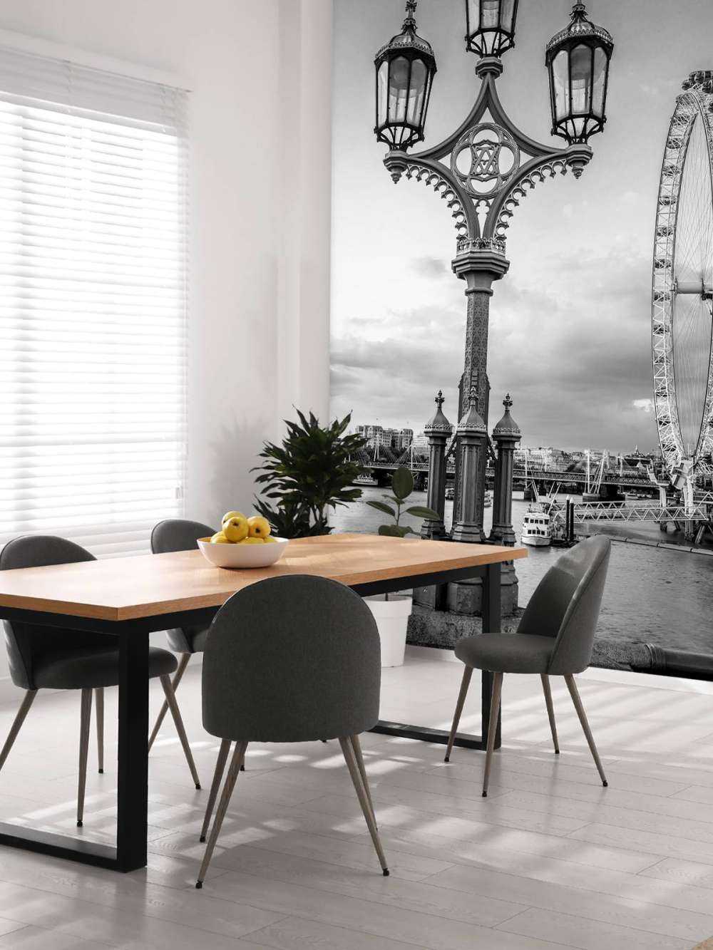 Street lamp with London Eye, London, UK